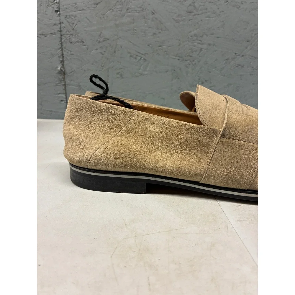 BOSS Hugo Boss Suede Penny Loafers Shoes Mens 12 Beige Slip On Italy Classic